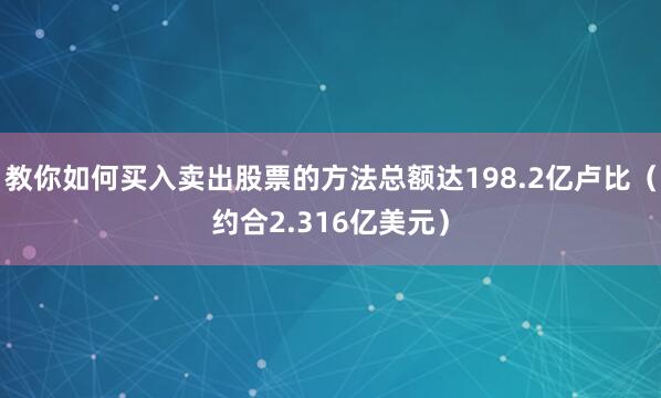 教你如何买入卖出股票的方法总额达198.2亿卢比（约合2.316亿美元）