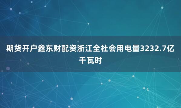 期货开户鑫东财配资浙江全社会用电量3232.7亿千瓦时